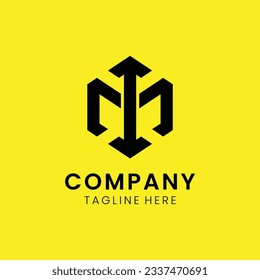 Creative modern elegant trendy unique artistic yellow and black color MI IM M I initial based letter icon logo.