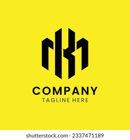 Creative modern elegant trendy unique artistic yellow and black color MK KM M K initial based letter icon logo.