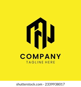 Moderno creativo y elegante diseño único color artístico amarillo y negro MN NM M N logotipo de letra inicial.