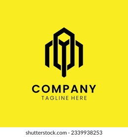 Creative modern elegant trendy unique artistic yellow and black color MO OM M O initial based letter icon logo.