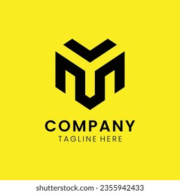 Creative modern elegant trendy unique artistic yellow and black color MY YM M Y initial based letter icon logo.