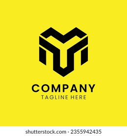 Creative modern elegant trendy unique artistic yellow and black color MY YM M Y initial based letter icon logo.