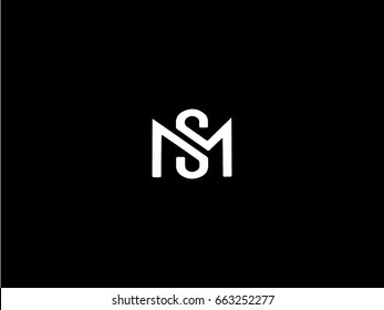 Творческий современный элегантный модный уникальный художественный черно-белый цвет MS SM M S на начальном основе буквы значок логотипа.