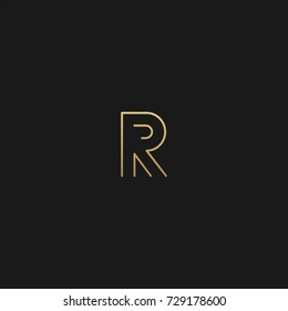 Creative modern elegant trendy unique artistic black and white color R initial based letter icon logo.