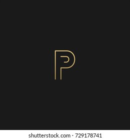 Creative modern elegant trendy unique artistic black and white color P initial based letter icon logo.