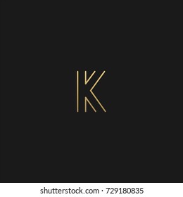 Creative modern elegant trendy unique artistic black and GOLDEN color K initial based letter icon logo.