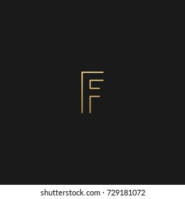 Creative modern elegant trendy unique artistic black and GOLDEN color F initial based letter icon logo.