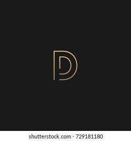 Creative modern elegant trendy unique artistic black and GOLDEN color D initial based letter icon logo.