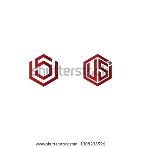 Creative modern elegant trendy unique artistic red and white color US VS V S initial based letter icon logo.