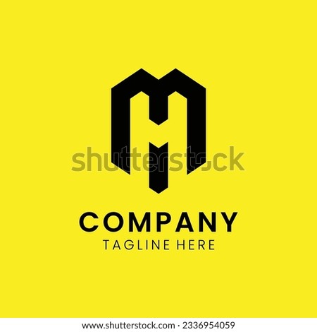 Creative modern elegant trendy unique artistic yellow and black color MH HM M H initial based letter icon logo.