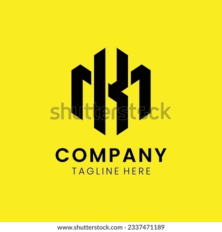 Creative modern elegant trendy unique artistic yellow and black color MK KM M K initial based letter icon logo.