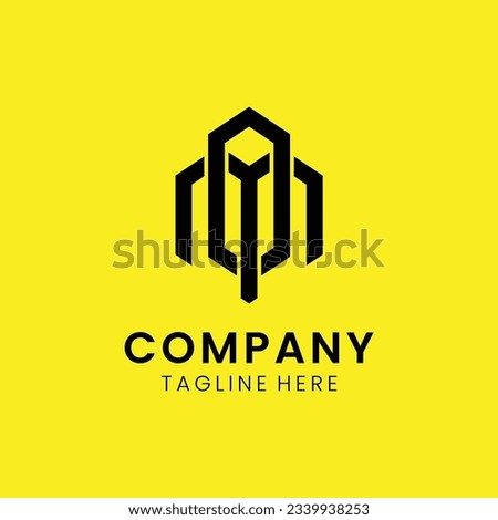 Creative modern elegant trendy unique artistic yellow and black color MO OM M O initial based letter icon logo. Foto stock © 