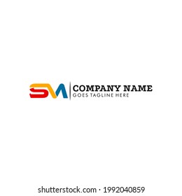Creative modern elegant unique artistic in blue and red. Letters S and M
