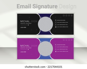 Creative modern email signature design template or social media cover banner for personal use, company advertising, marketing 