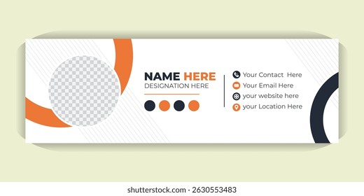 Modelo de vetor de assinatura de e-mail moderno criativo totalmente editável, design de assinatura de e-mail vibrante, colorido e design mínimo
