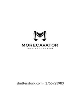 Creative modern excavator love vector logo design template