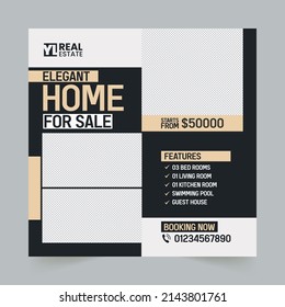 Promotion Post und Bannerdesign für Immobilienagentur mit kreativem und modernem Auge für Social Media 