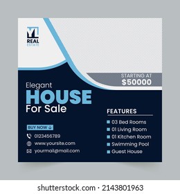 Creative and Modern Eye Catching Social Media Promotional Post and Banner Design for Real Estate Agency 