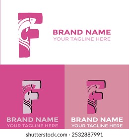 Creative Modern  F Letter Fish Logo with colorful Icon Vector