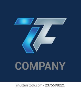 Kreative und moderne F- und T-Logo-Design-Vektorgrafik auf blauem Hintergrund