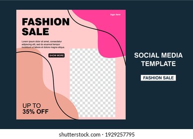 Creative modern fashion sale social media post template for digital marketing. Web banner ads and mobile apps too.