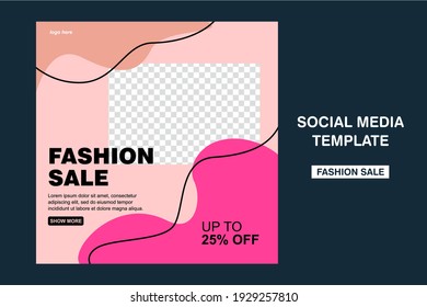 Creative modern fashion sale social media post template for digital marketing. Web banner ads and mobile apps too.