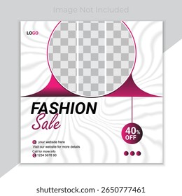 Creative and modern fashion sale social media post design template. Perfect for clothing brands, e-commerce promotions, Instagram or Facebook ads. Fully editable vector with clean layout.