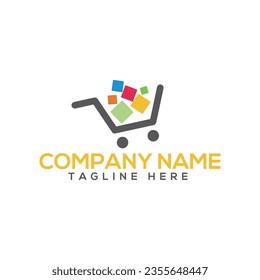 Logo creativo moderno y rápido de carrito de compras
