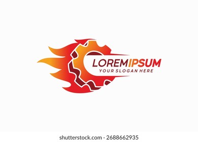Creative modern fire gear logo design template