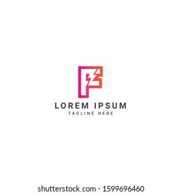creative and modern Flash f letter vector logo template. This font with thunder symbol. Logotype. Alphabet suitable for fast, power, electric, identity, moving and speed