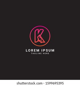 creative and modern Flash K letter vector logo template. This font with thunder symbol. Logotype. Alphabet suitable for fast, power, electric, identity, moving and speed