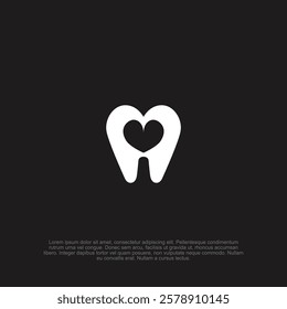 Creative, modern, flat and charming teeth love dentist logo, blending care and professionalism for a welcoming brand identity