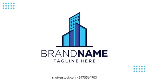 Diseño plano moderno creativo Logo de edificio, Inspiración de diseño, ilustración, Vector