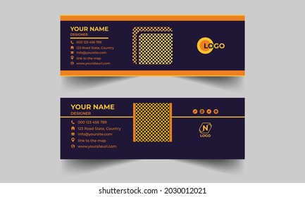 Creative, Modern , Flat, Minimalist professional corporate business email signature. Vector email signature template layout design.