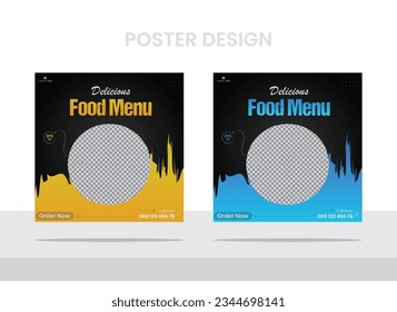 Creative and modern food social media poster template design for restaurant business. 