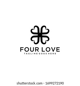 Creative modern four hearts love vector logo design template