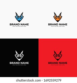 Creative Modern Fox Logo Vector Design Illustration. Line art fox logo design. Modern abstract flat design. Fox color variation vector art design for business or company. Negative space logo .