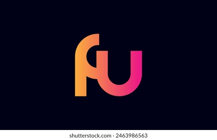 Logo Creativo Y Moderno De La FU. Diseño del logotipo de la letra inicial FU sobre fondo negro.