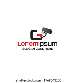 Letra creativa moderna G modelo de diseño del logotipo de la cámara CCTV, logotipo de CCTV realista