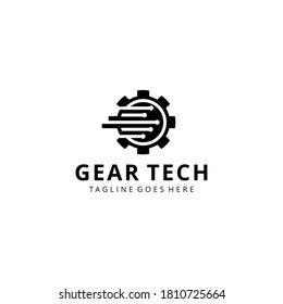 Creative modern gear connect technology logo icon vector sign industrial