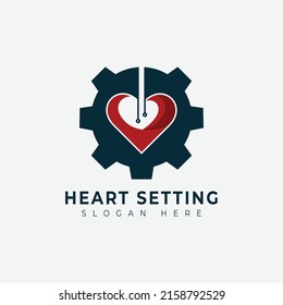 Creative modern gear logo icon with heart vector sign industrial