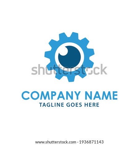 Creative modern gear logo with lens photography icon vector sign industrial