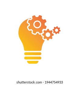 Creative modern gear logo with smart technology lightbulb icon vector sign industrial