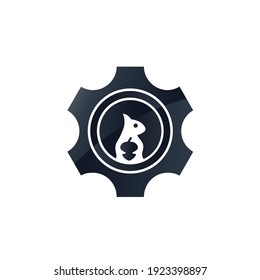 Creative modern gear logo with squirrel animal icon vector sign industrial