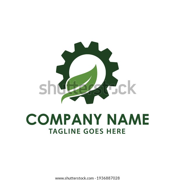 Creative modern gear with plant leaf sign logo\
icon vector sign\
industrial