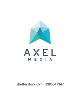 Creative modern geometric elegant trendy unique artistic gradation blue color A initial based letter icon logo.