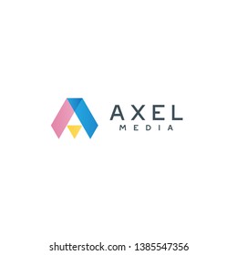 Creative modern geometric elegant trendy unique artistic gradation blue color A initial based letter icon logo.