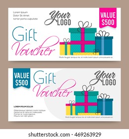 Creative modern Gift or Discount Voucher, Coupon or Certificate design, Vector illustration.