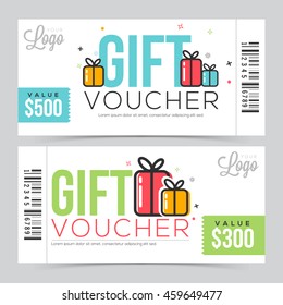 Creative Modern Gift Voucher, Coupon Or Certificate Design With Free Space, Vector Illustration.