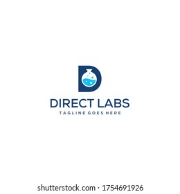 Creative modern glass labs on sign D vector logo design template